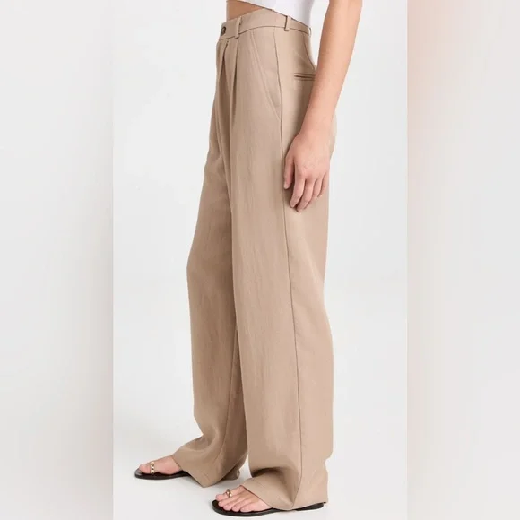 Reformation Mason High-Waist Wide-Leg Trouser Pant Khaki Women’s 2 - Picture 12 of 12